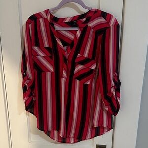 Torrid Red and Pink Striped Blouse